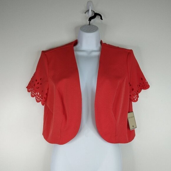 NWT Maya Brooke Coral Crop Jacket Size 16 - Picture 1 of 9